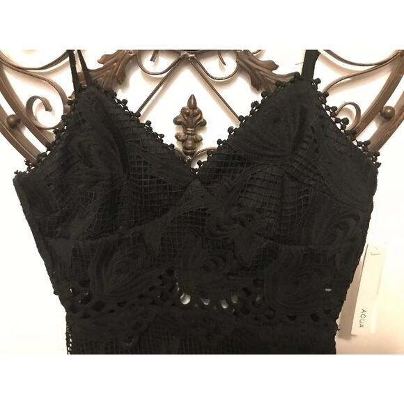 Small Aqua Crochet Lined Spaghetti Strap Dress Back Zipper NWT - Picture 10 of 12